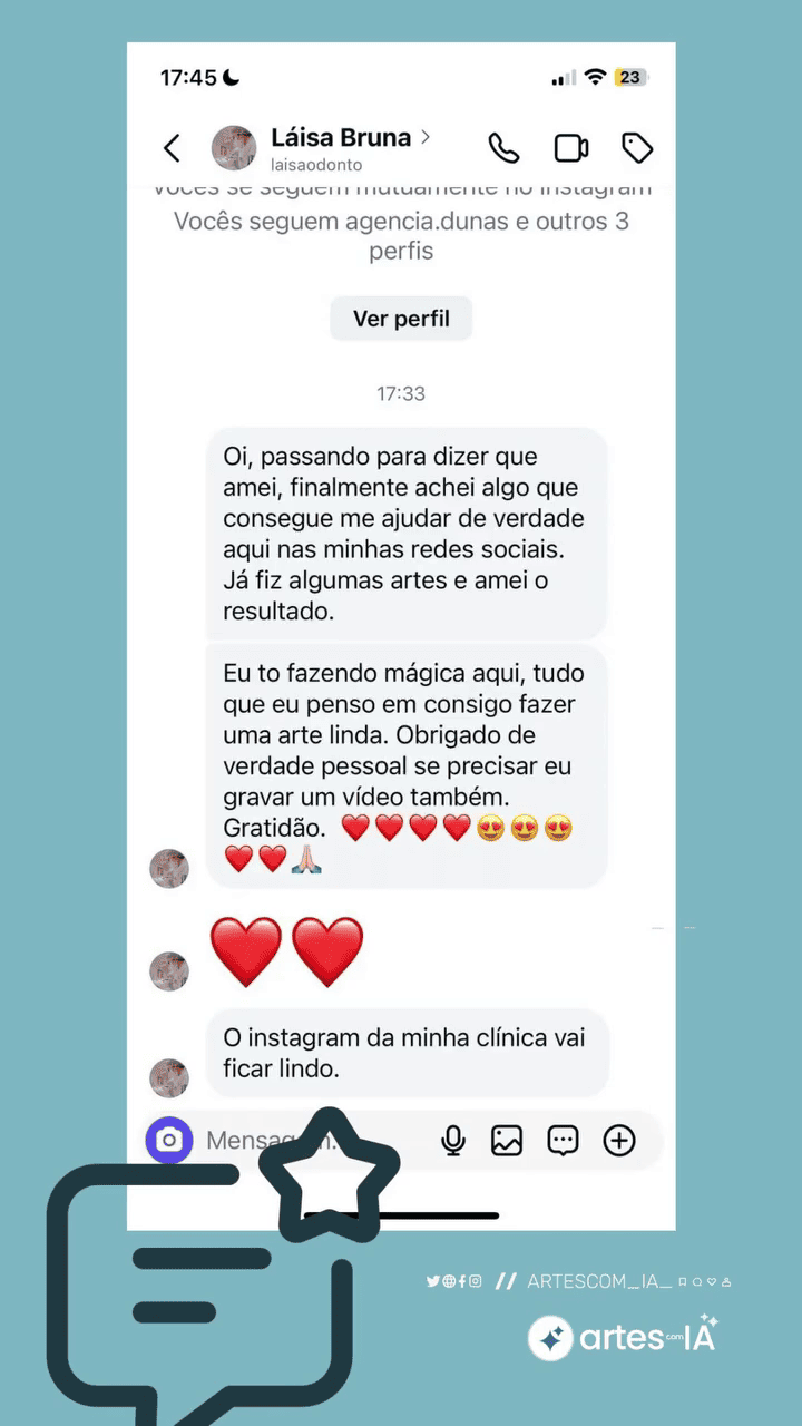 Depoimento de cliente no WhatsApp